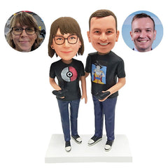 personalised bobbleheads gamer couple figurines