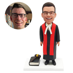 personalized bobblehead figure lawyer with a hammer and a law book