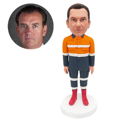 personalized bobble head figure male construction worker in Hi Vis