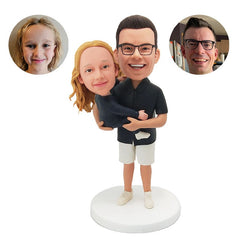 custom dad and kids bobblehead figure father and daughter