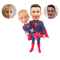 personalised bobbleheads dad and kids figures superhero father and son
