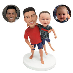 personalized bobblehead dad and kids figure father and son