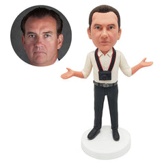 personalized bobble head figure photographer holding a camera