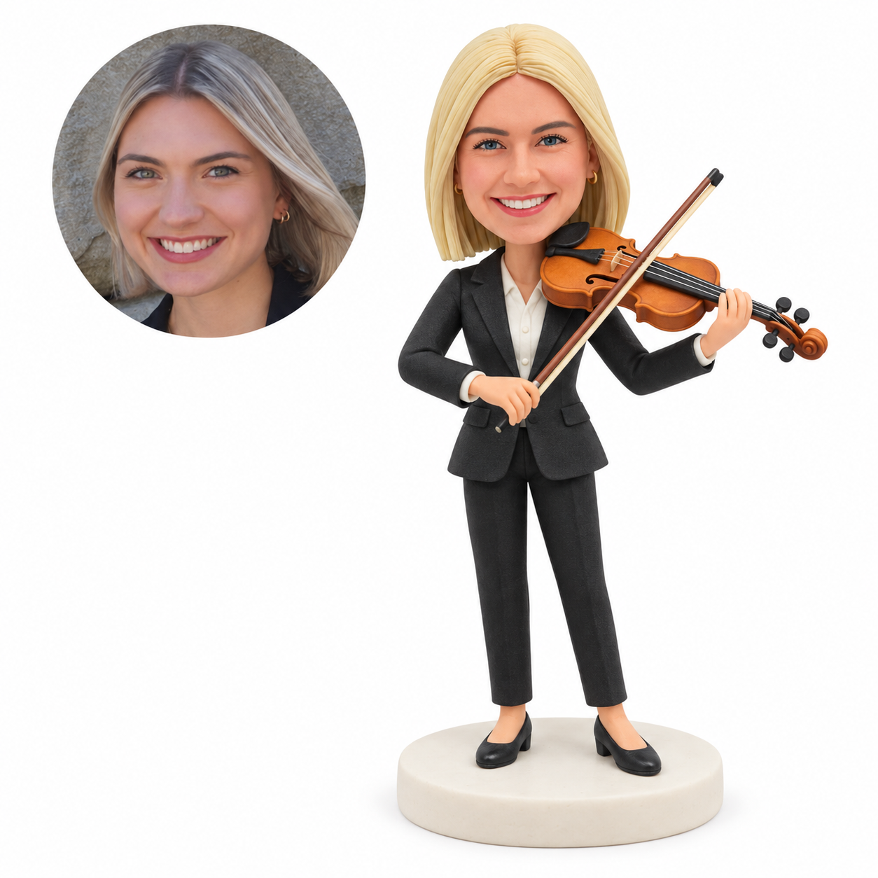 custom bobblehead figure female violinist playing the violin