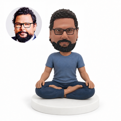 custom bobblehead figure bearded man meditating cross legged