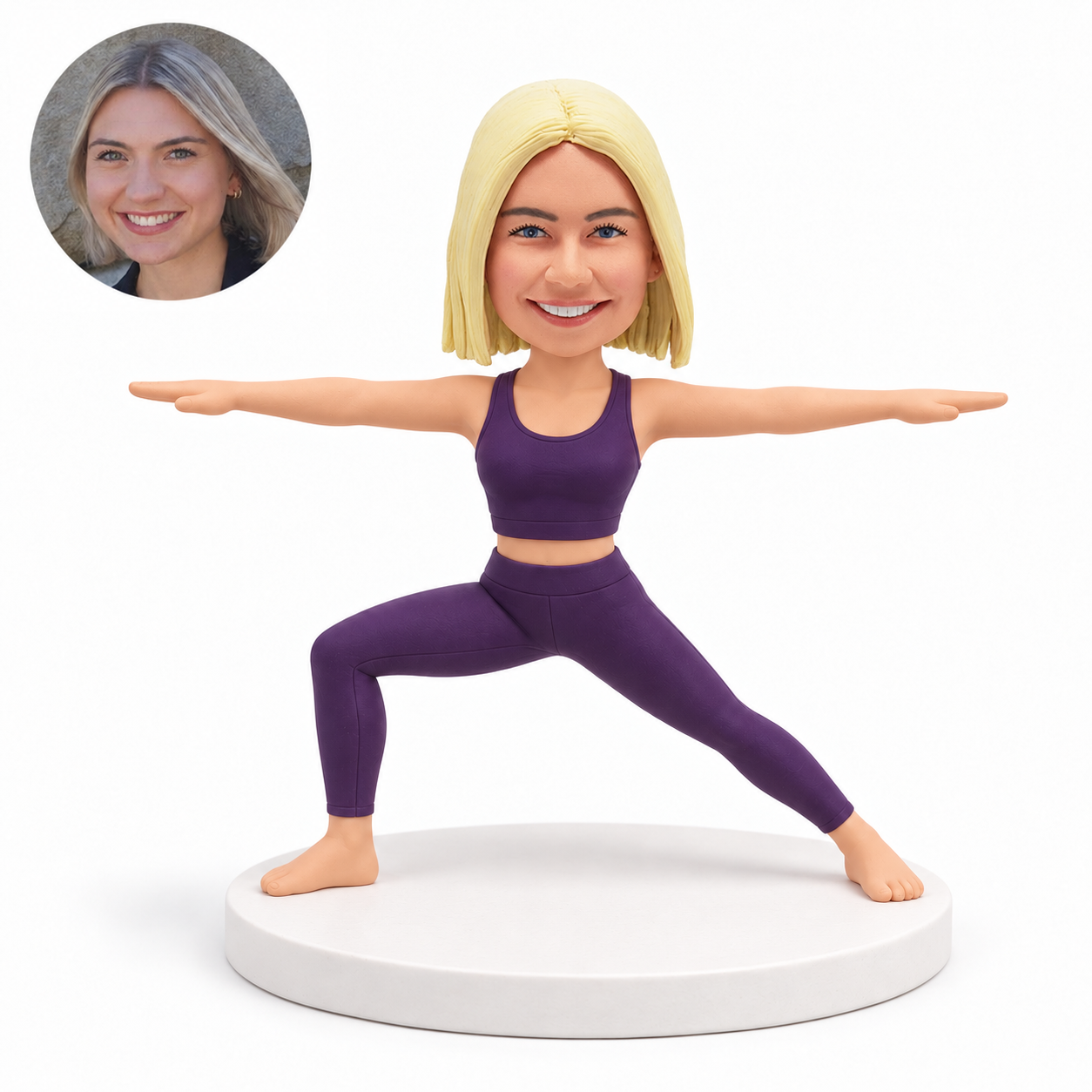 custom bobblehead figure female yoga warrior two pose
