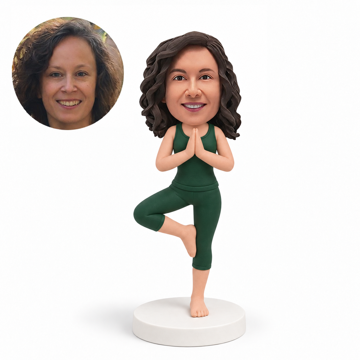 custom bobblehead figure female yoga tree pose with hands together