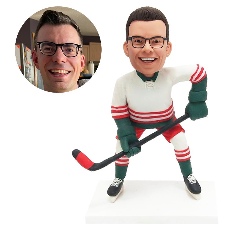 personalized bobble head figure hockey player right handed shooter