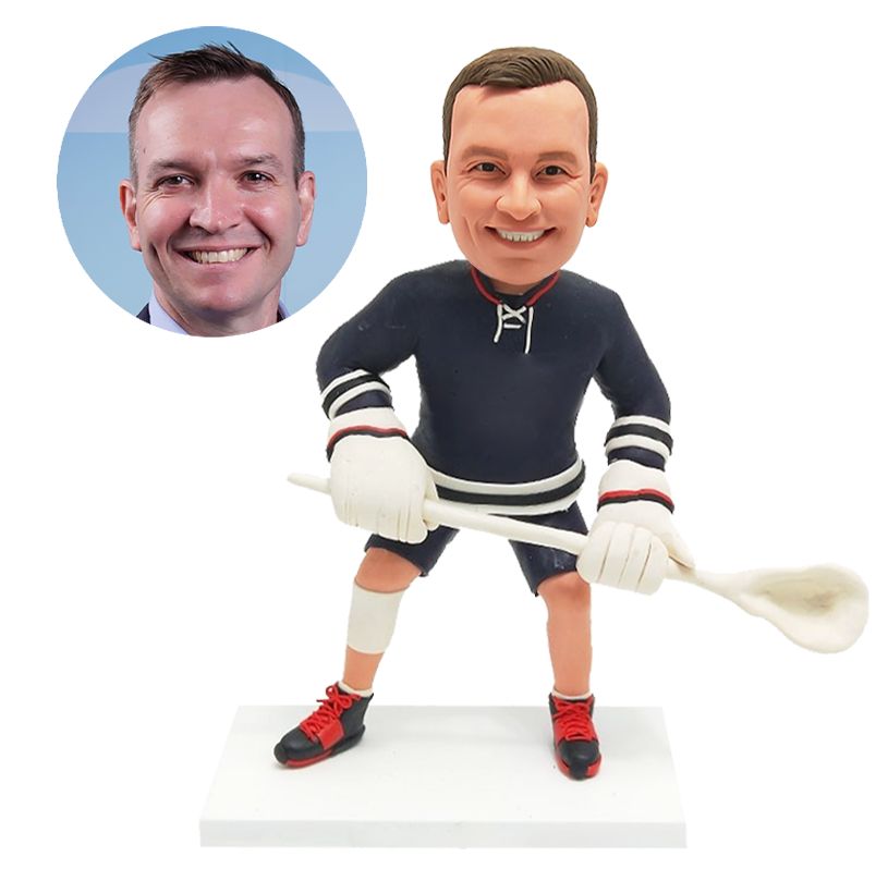 customised bobble head figure lacrosse player