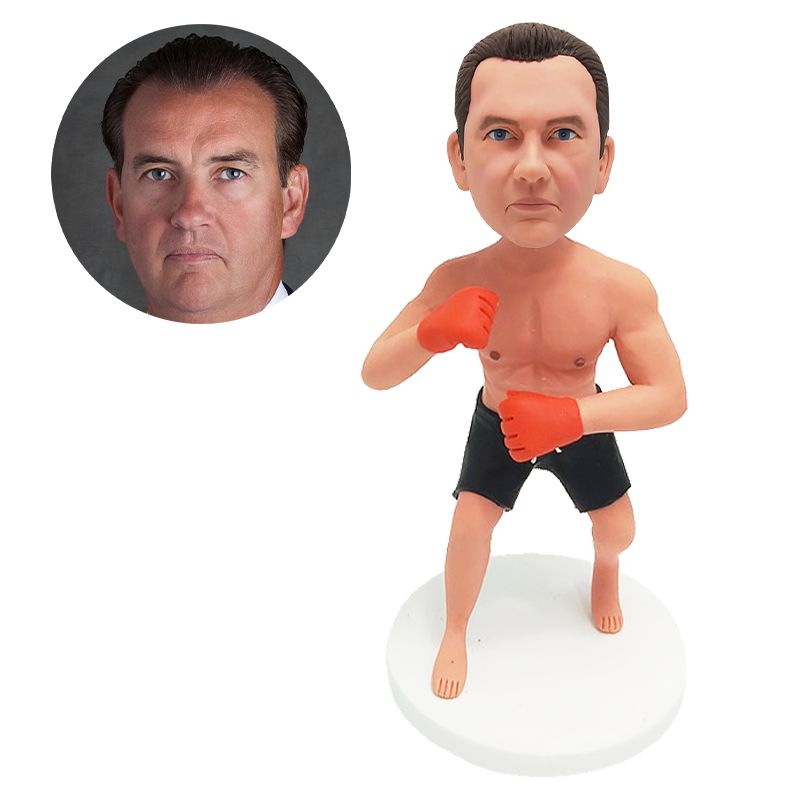 personalised bobble head figure male boxer with boxing gloves