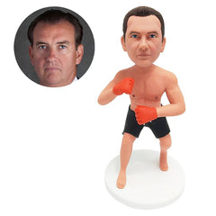 personalised bobble head figure male boxer with boxing gloves