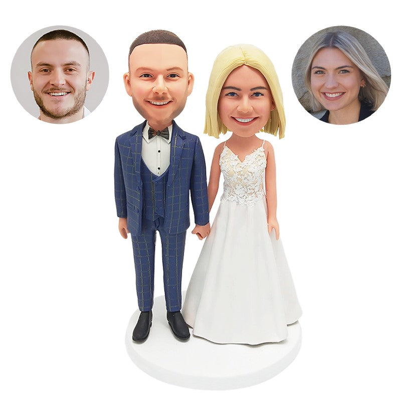 custom made bobbleheads figures wedding couple holding hands