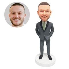 customized bobblehead figure groomsman with hands in the pockets